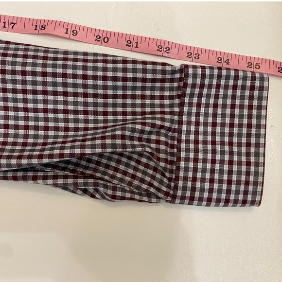 Lorenzo Uomo Trim Fit 15.5 34/35 White Gray Red Check Gingham Button Front Shirt - Picture 4 of 11